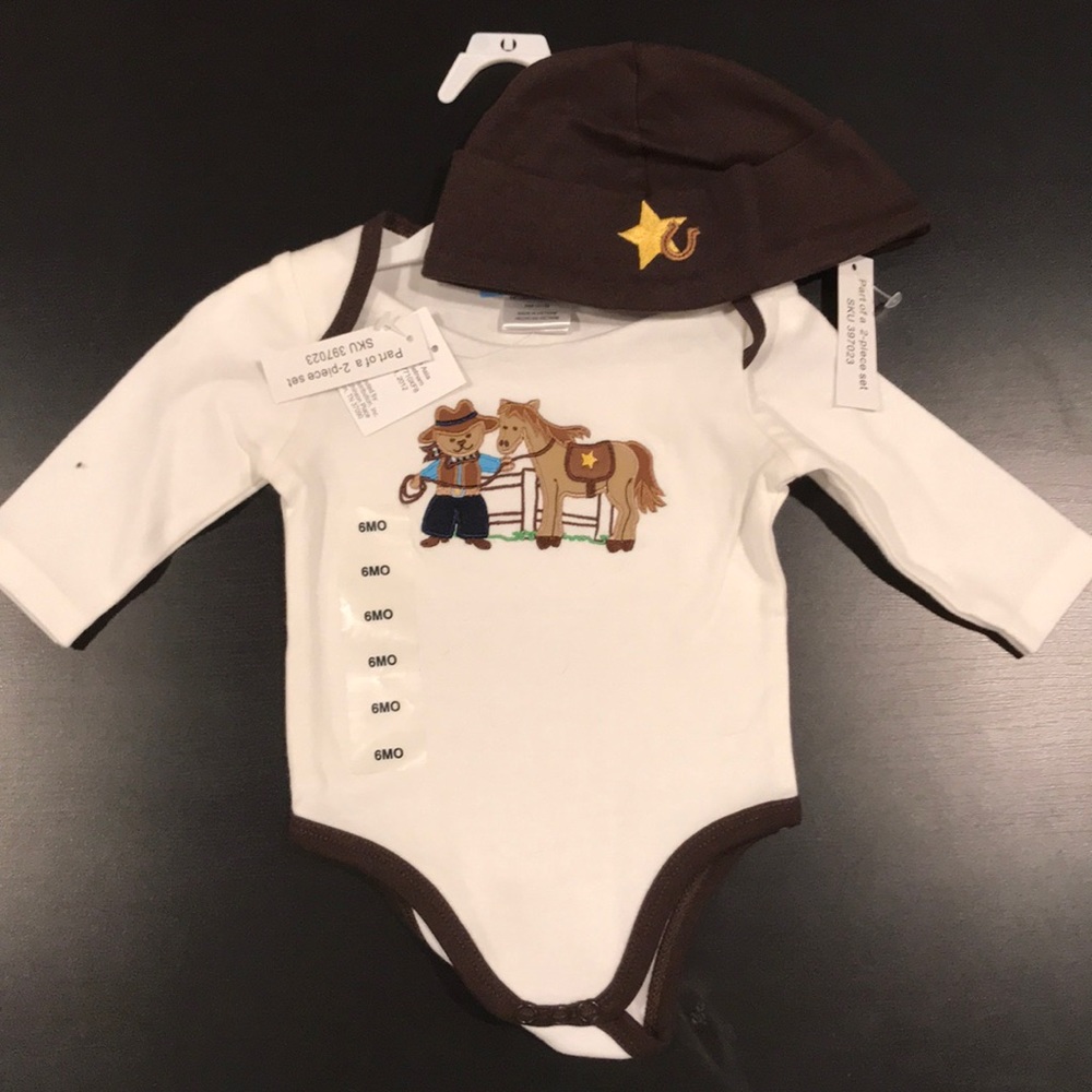 Long sleeved cowboy and horse onesie